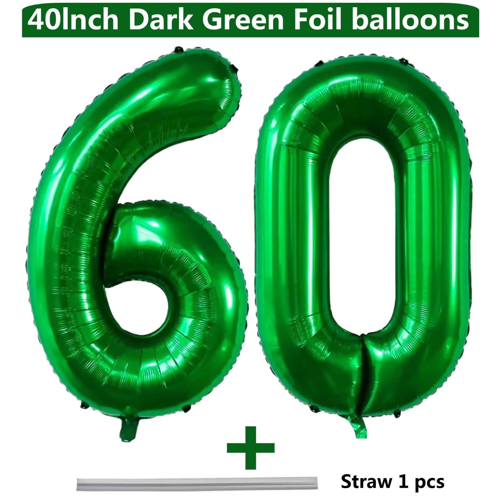 LVMOQIQIU 40 Inch Dark Green 60 Balloon – Large Foil Number Balloons for Birthday, Wedding, Anniversary