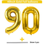 LVMOQIQIU Gold 90th Birthday Balloons — 40-Inch Foil Number Balloon (90)