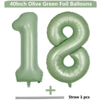 LVMOQIQIU 40 Inch Olive Green Number Balloons – 18/81 Foil Balloons for Birthday, Wedding, Party Decor