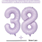 LVMOQIQIU Purple 38 Foil Number Balloons – 40-Inch Matte Purple Party Decor