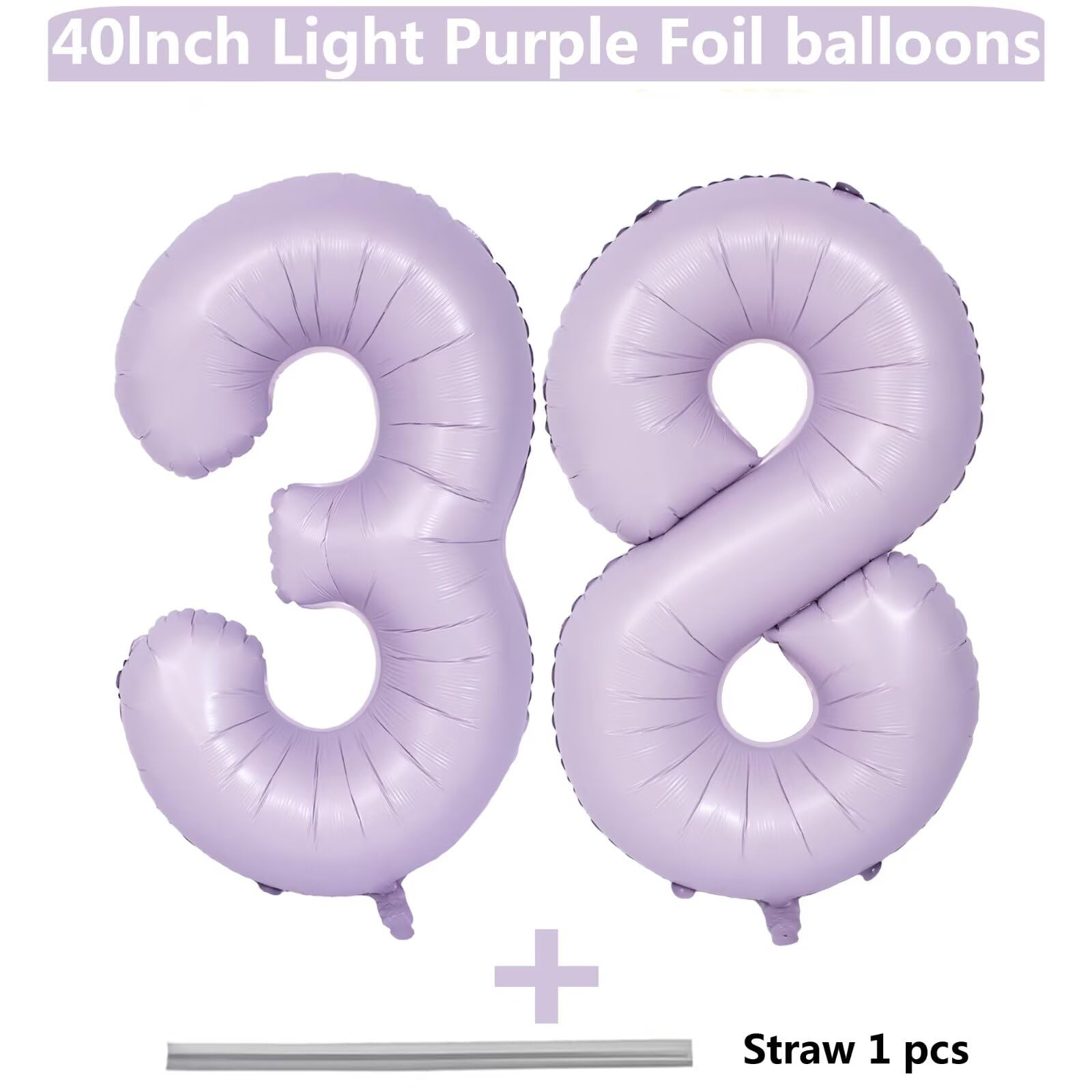LVMOQIQIU Purple 38 Foil Number Balloons – 40-Inch Matte Purple Party Decor