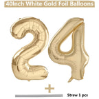 LVMOQIQIU Light Gold 40-Inch Number Balloons – 24 & 42 Numerals for Birthdays & Weddings
