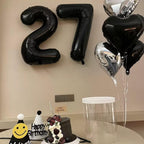 LVMOQIQIU Black 37 Number Balloon – 40-Inch Foil Balloons for Party Decor