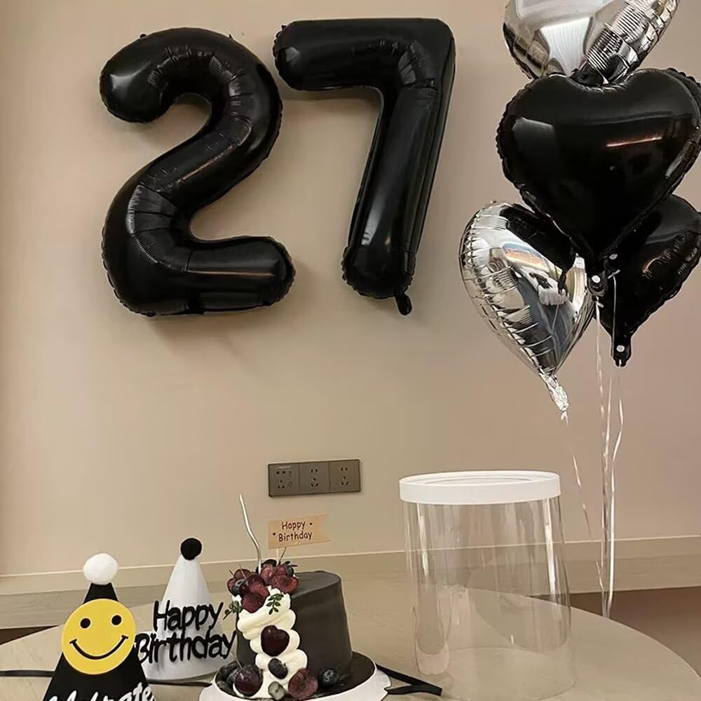 LVMOQIQIU Black 37 Number Balloon – 40-Inch Foil Balloons for Party Decor