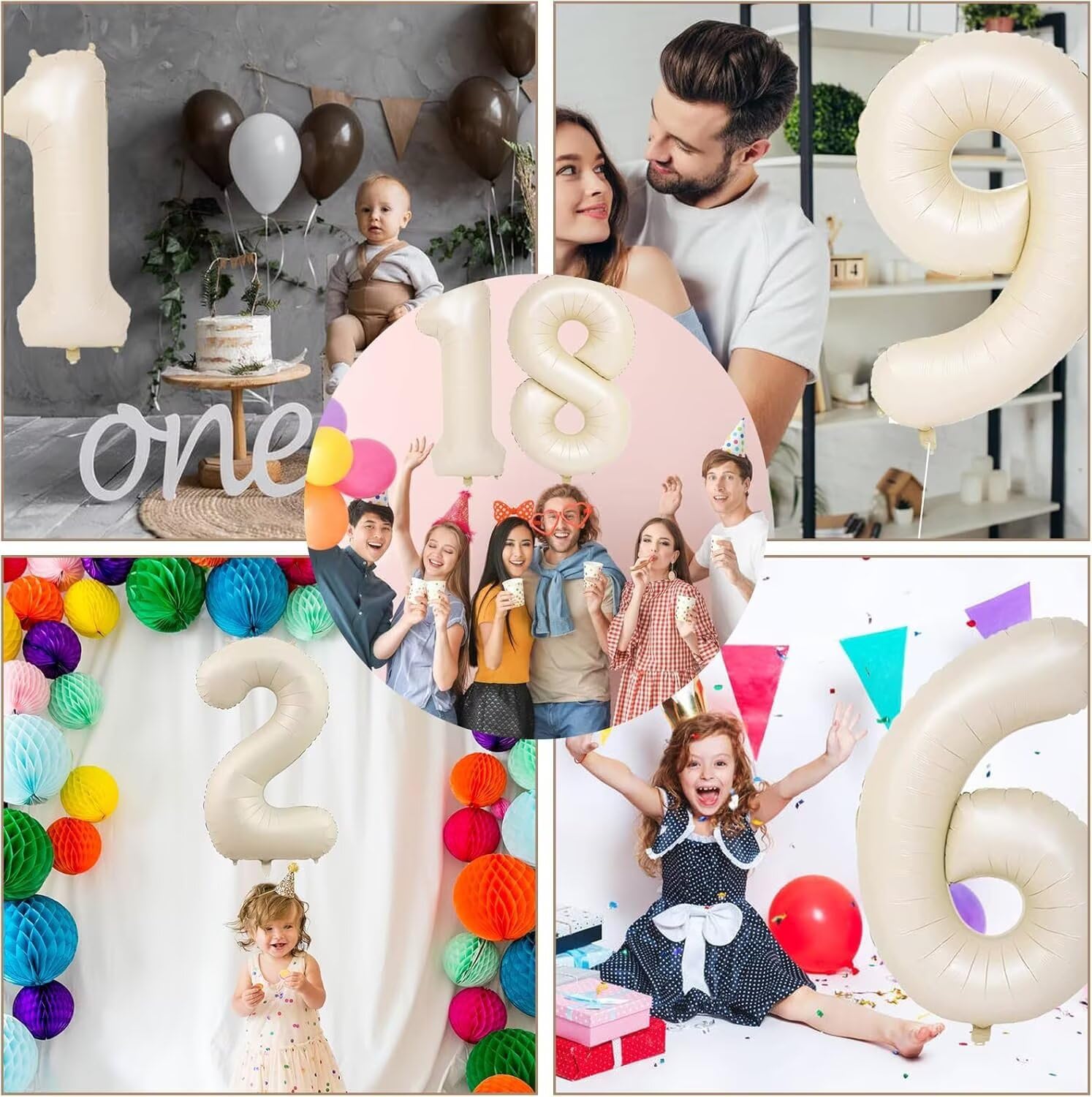 LVMOQIQIU 40-Inch Cream White Foil Number Balloon – Large Numeral Balloons for Weddings, Birthdays, and Celebrations