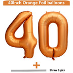 LVMOQIQIU 40-Inch Orange 40-Number Foil Balloons for Birthday and Wedding Decor
