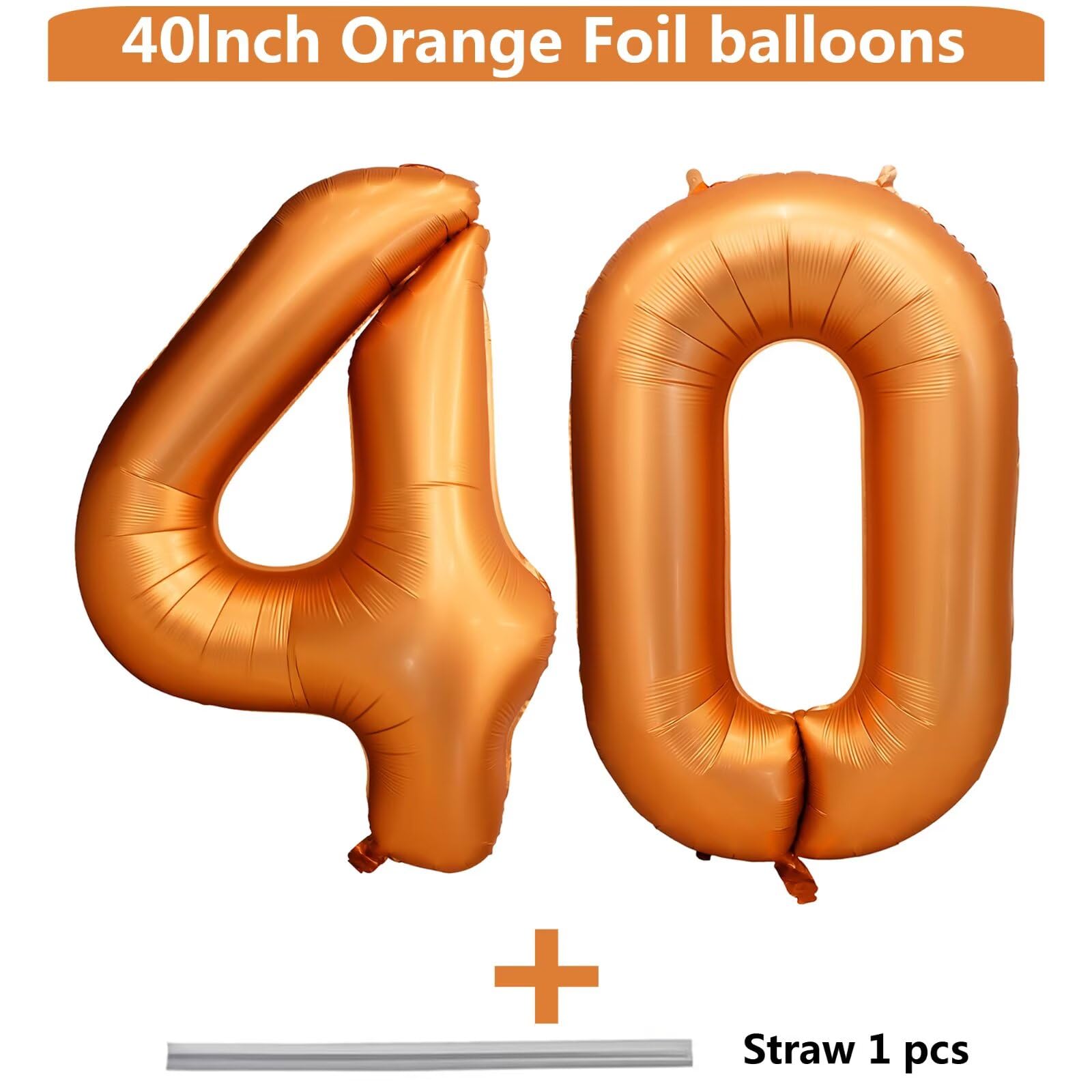LVMOQIQIU 40-Inch Orange 40-Number Foil Balloons for Birthday and Wedding Decor