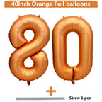 LVMOQIQIU 40-Inch Orange 80-Number Foil Balloons – Birthday & Event Decor