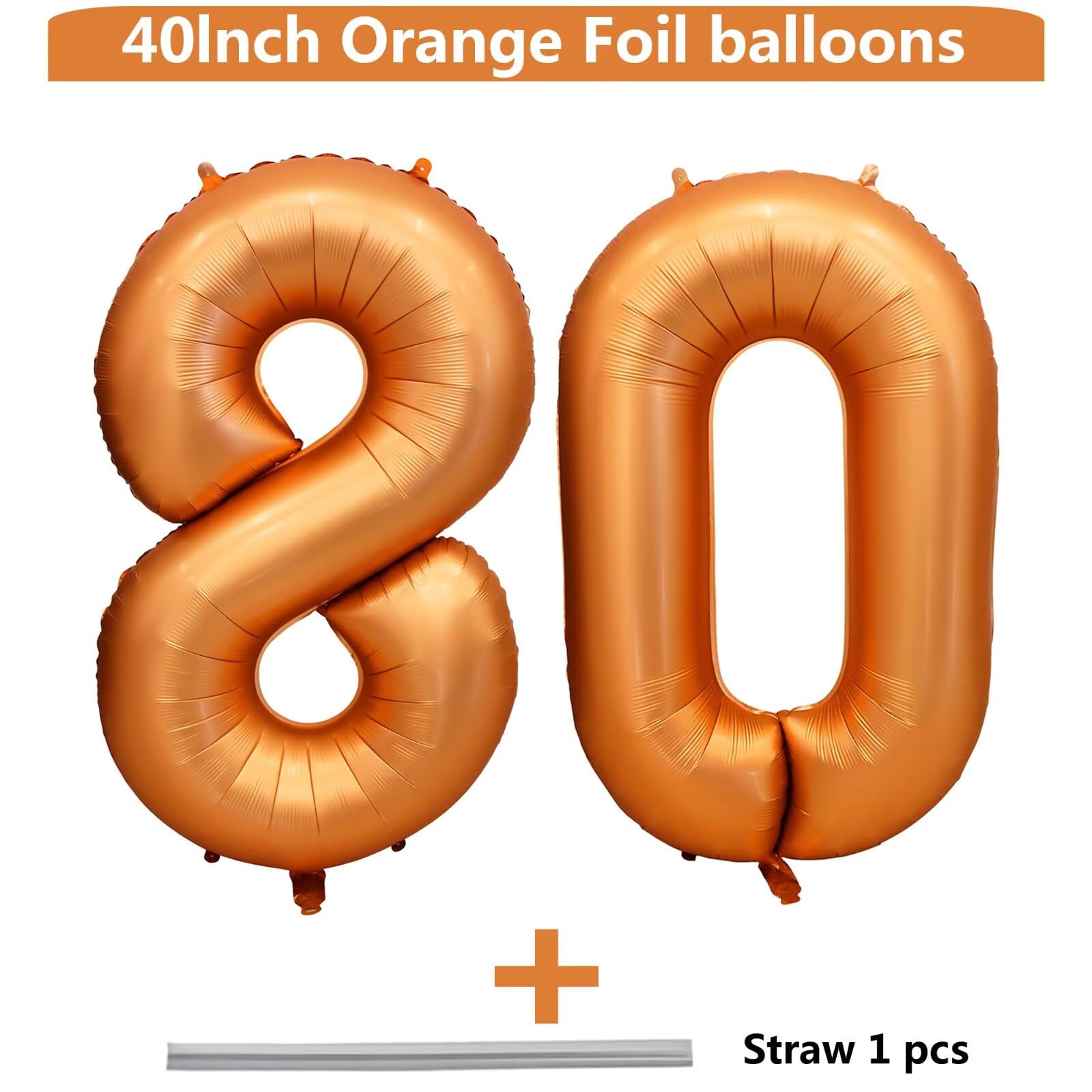 LVMOQIQIU 40-Inch Orange 80-Number Foil Balloons – Birthday & Event Decor