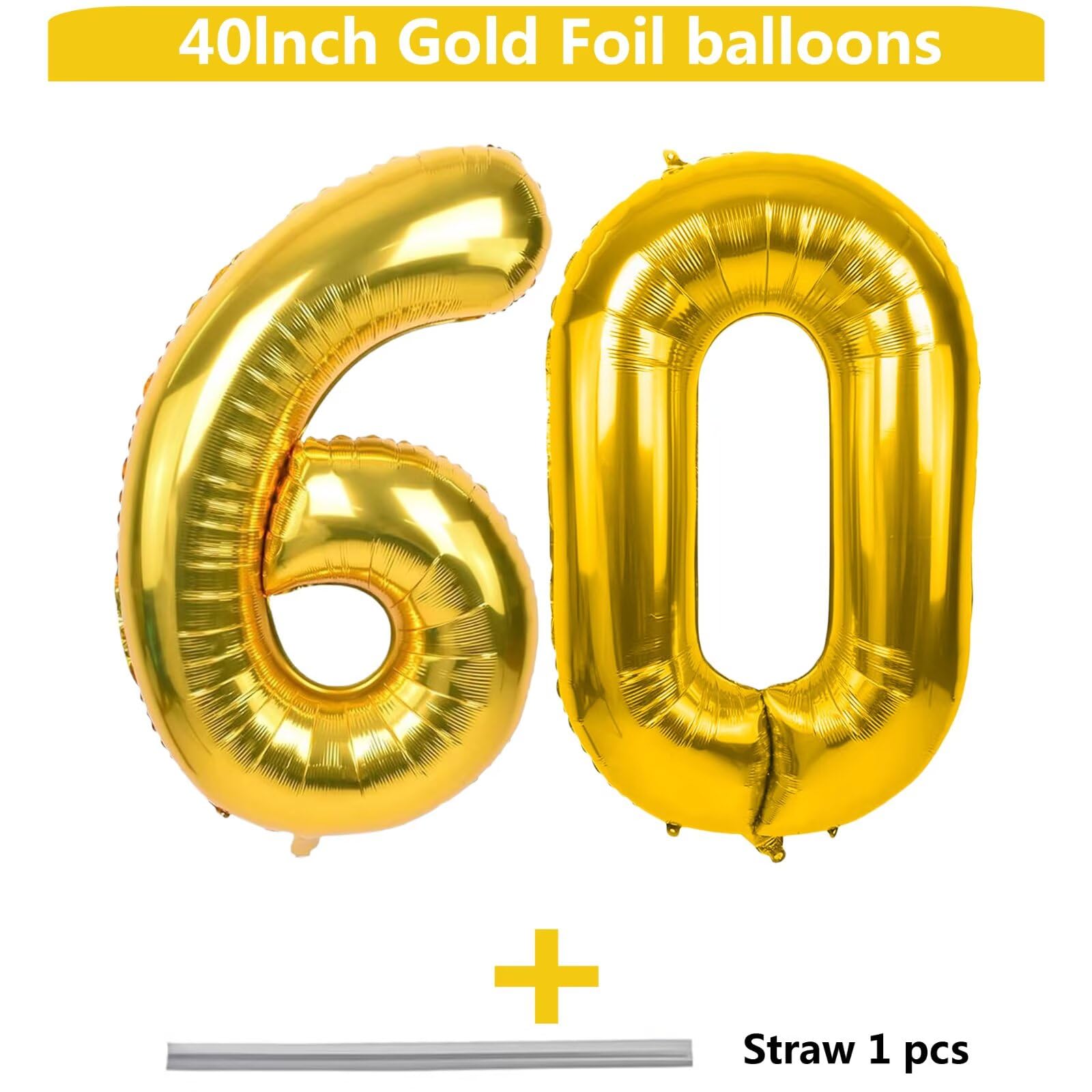 LVMOQIQIU Gold 60 Number Balloons – 40 Inch Foil Birthday & Wedding Decor