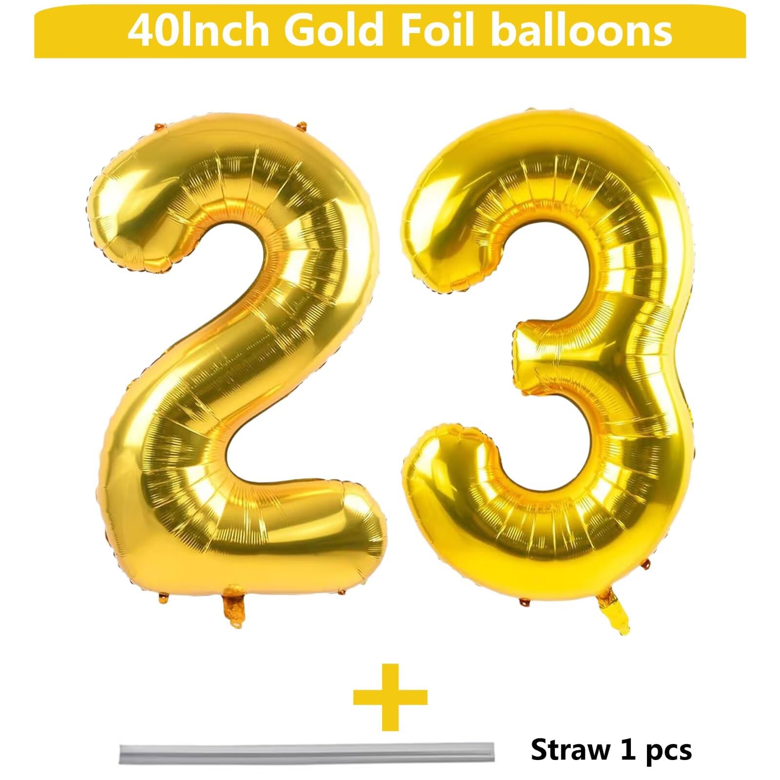 LVMOQIQIU Gold Number Balloons 40-Inch – 23 & 32 Foil Balloons for Birthday, Wedding & Milestones