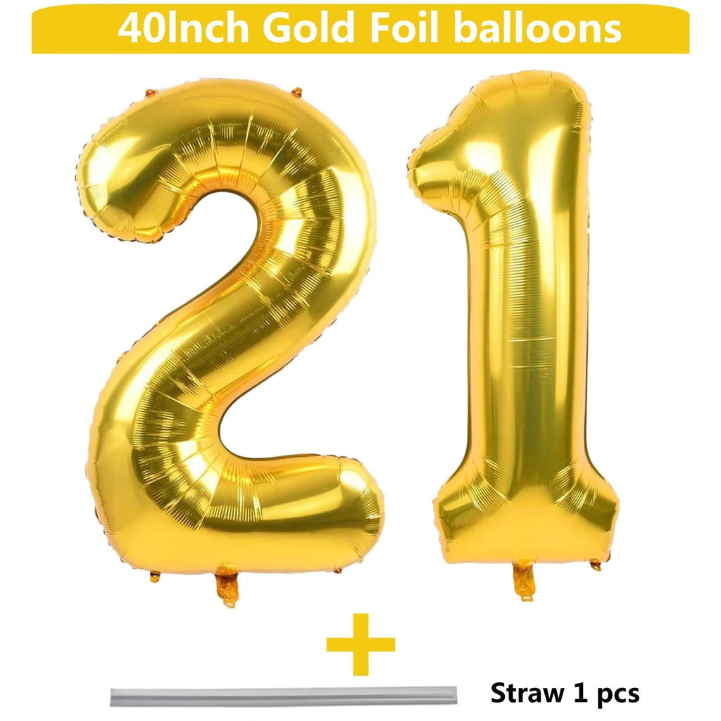 LVMOQIQIU Gold Number Balloons 40-Inch – 21 & 12 Foil Balloons for Birthdays, Weddings & Milestones