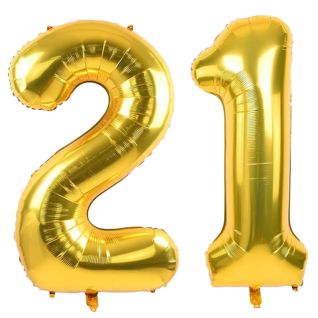 LVMOQIQIU Gold Number Balloons 40-Inch – 21 & 12 Foil Balloons for Birthdays, Weddings & Milestones