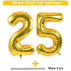 LVMOQIQIU Gold Number Balloons 40 Inch – 25 & 52 Foil Balloons for Birthday & Celebration