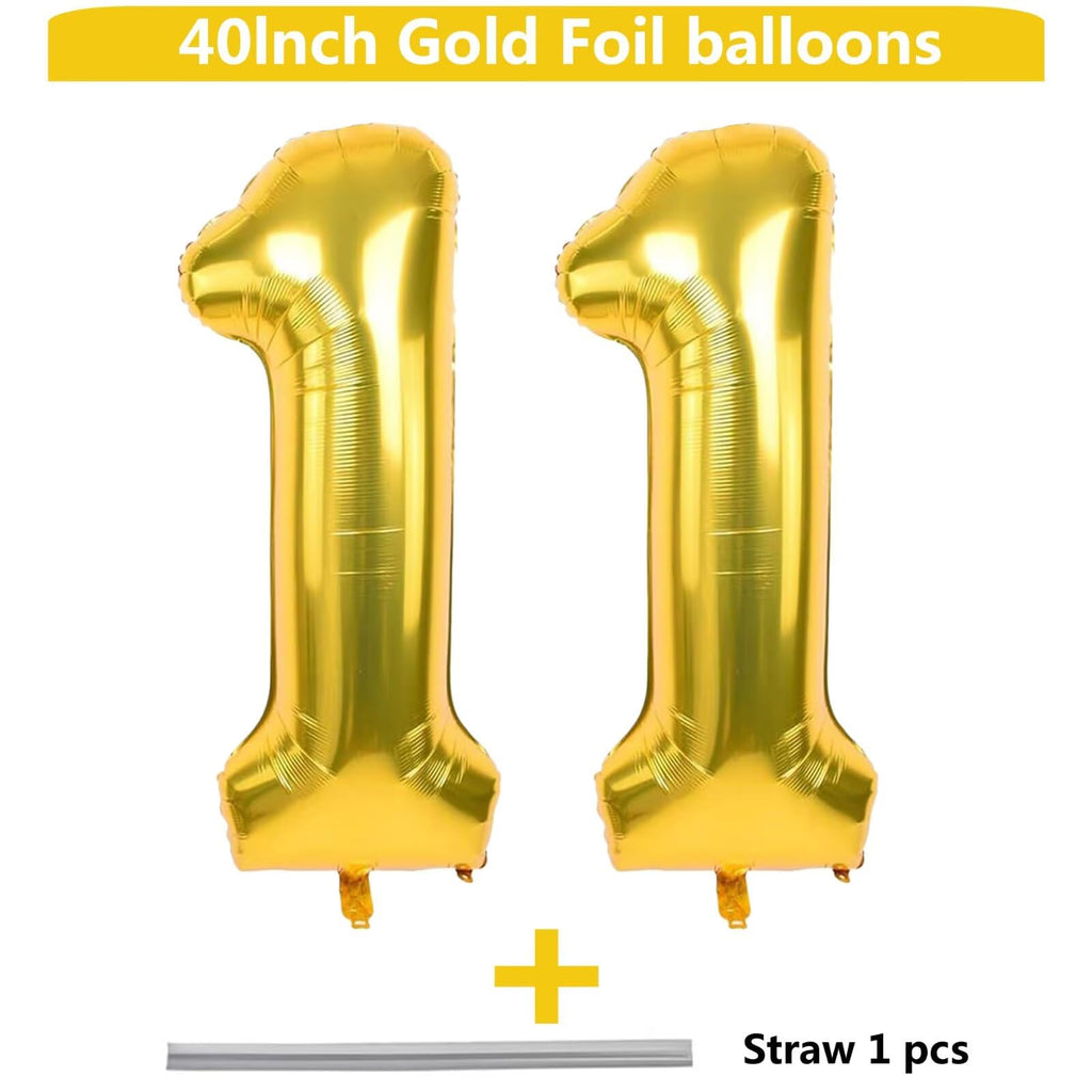 Gold Number Balloons 40 Inch 11 – Foil Balloons for Birthday & Events | LVMOQIQIU