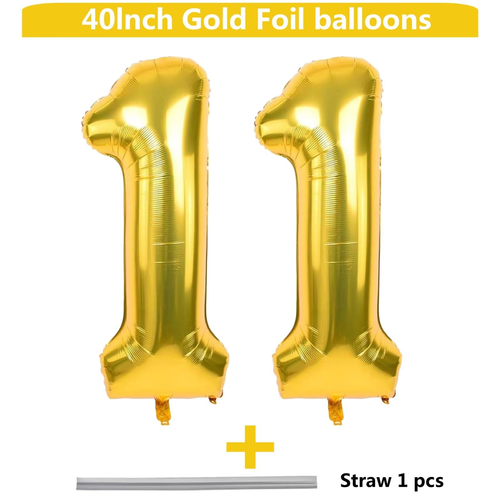 Gold Number Balloons 40 Inch 11 – Foil Balloons for Birthday & Events | LVMOQIQIU