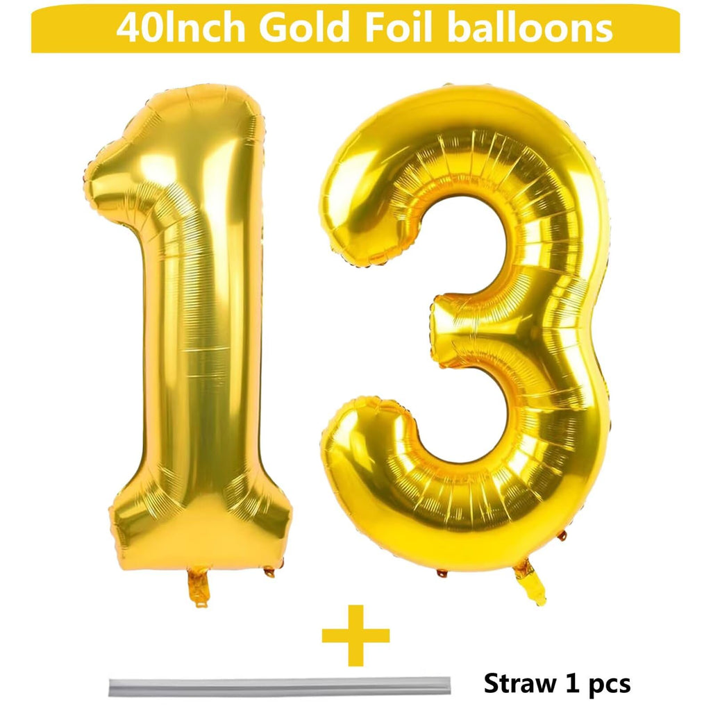 LVMOQIQIU Gold Number Balloons 40 Inch – 13 & 31 Foil Balloons for Birthdays and Celebrations