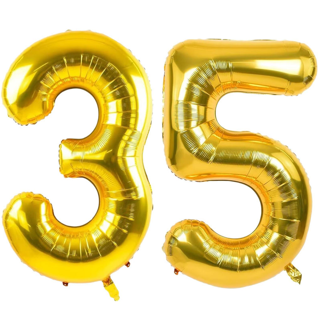 LVMOQIQIU Gold 40-Inch Number Balloons – 35th or 53rd Birthday Foil Balloons for Celebrations