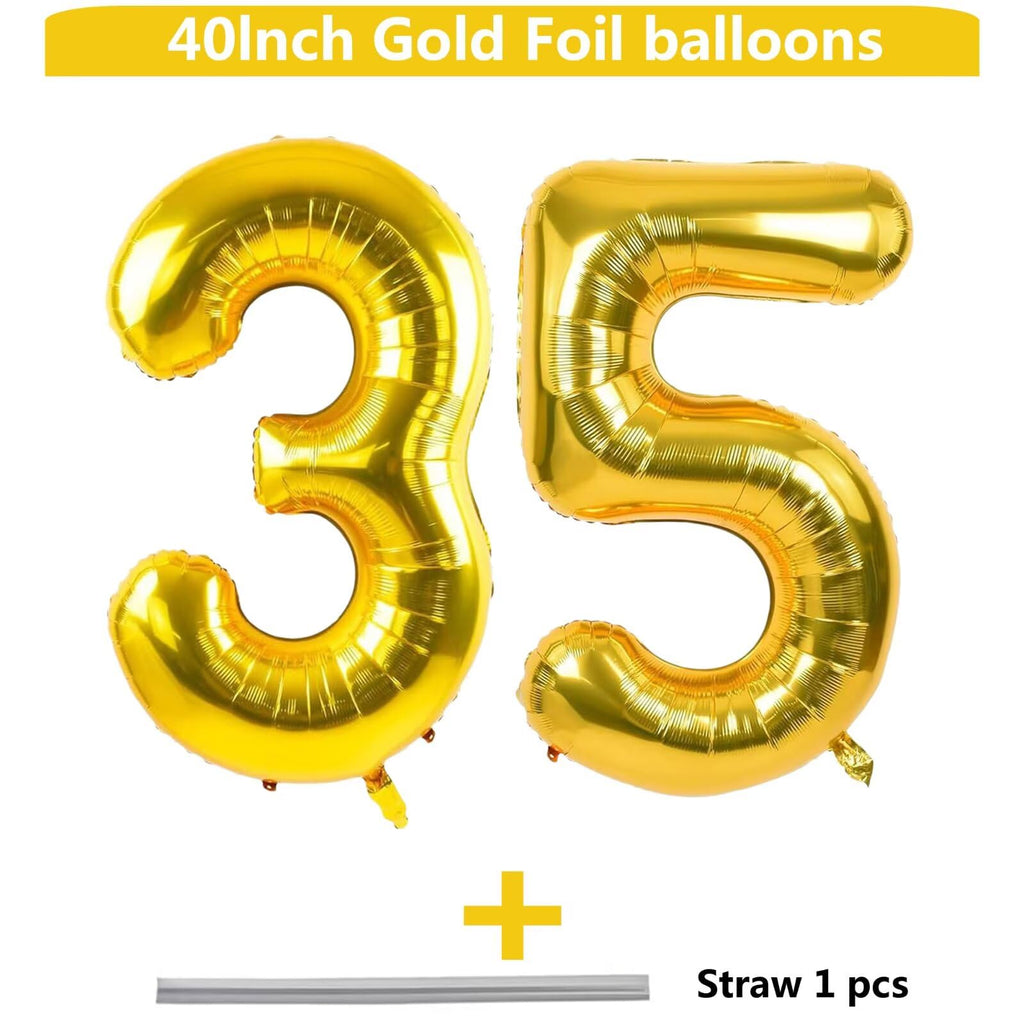 LVMOQIQIU Gold 40-Inch Number Balloons – 35th or 53rd Birthday Foil Balloons for Celebrations