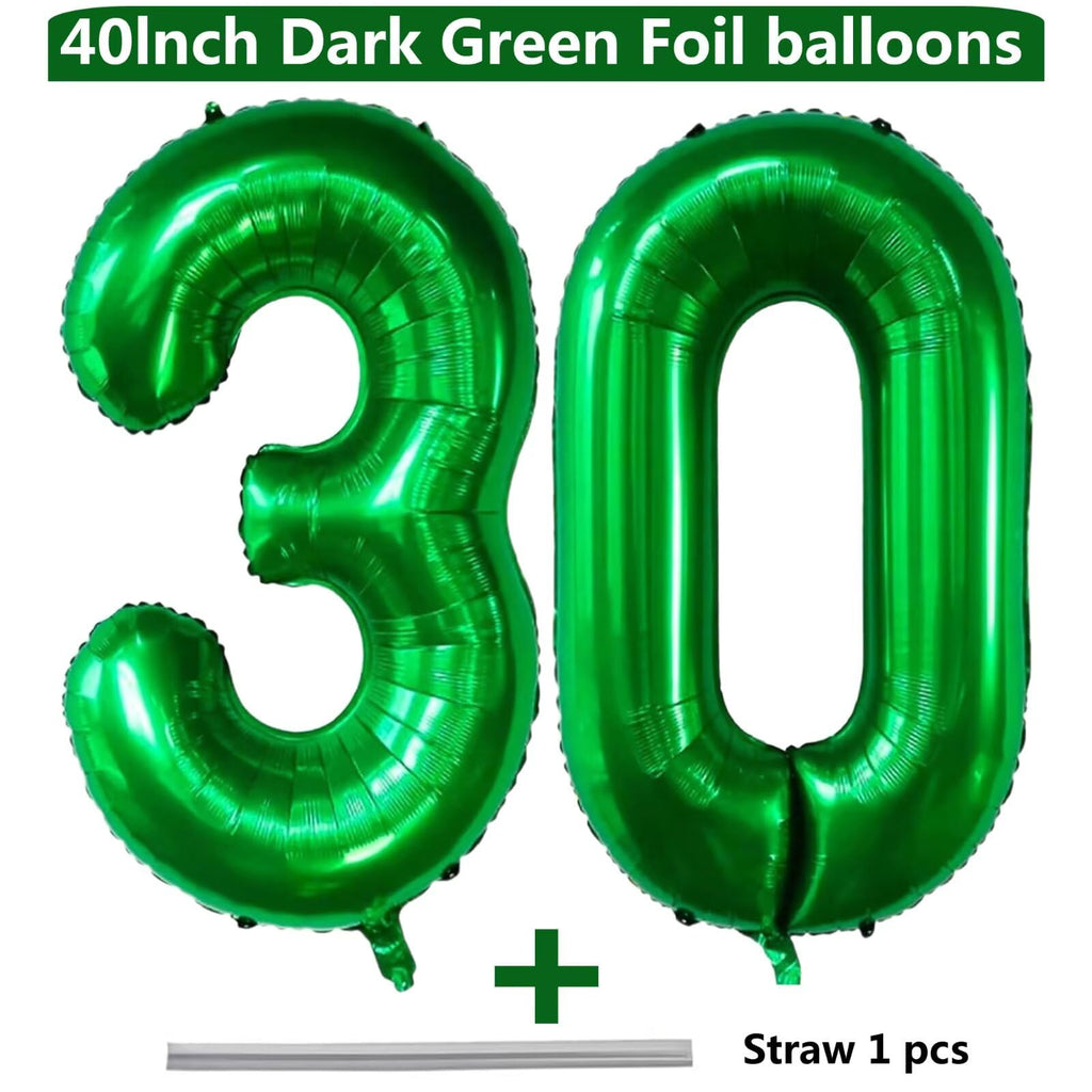 LVMOQIQIU 40 Inch Dark Green Foil Number Balloon 30 – Large Green Balloons for Birthday, Wedding, Anniversary