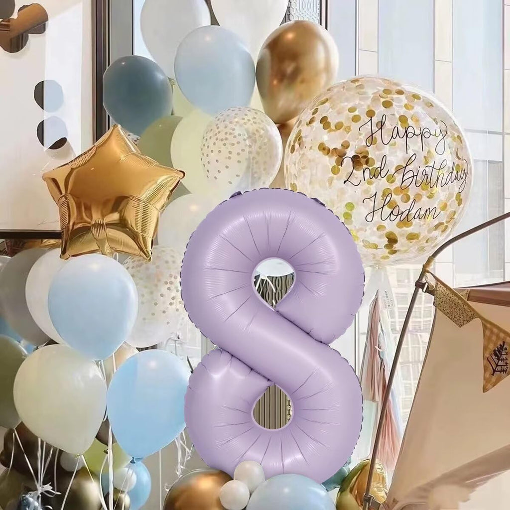 LVMOQIQIU Purple 38 Foil Number Balloons – 40-Inch Matte Purple Party Decor