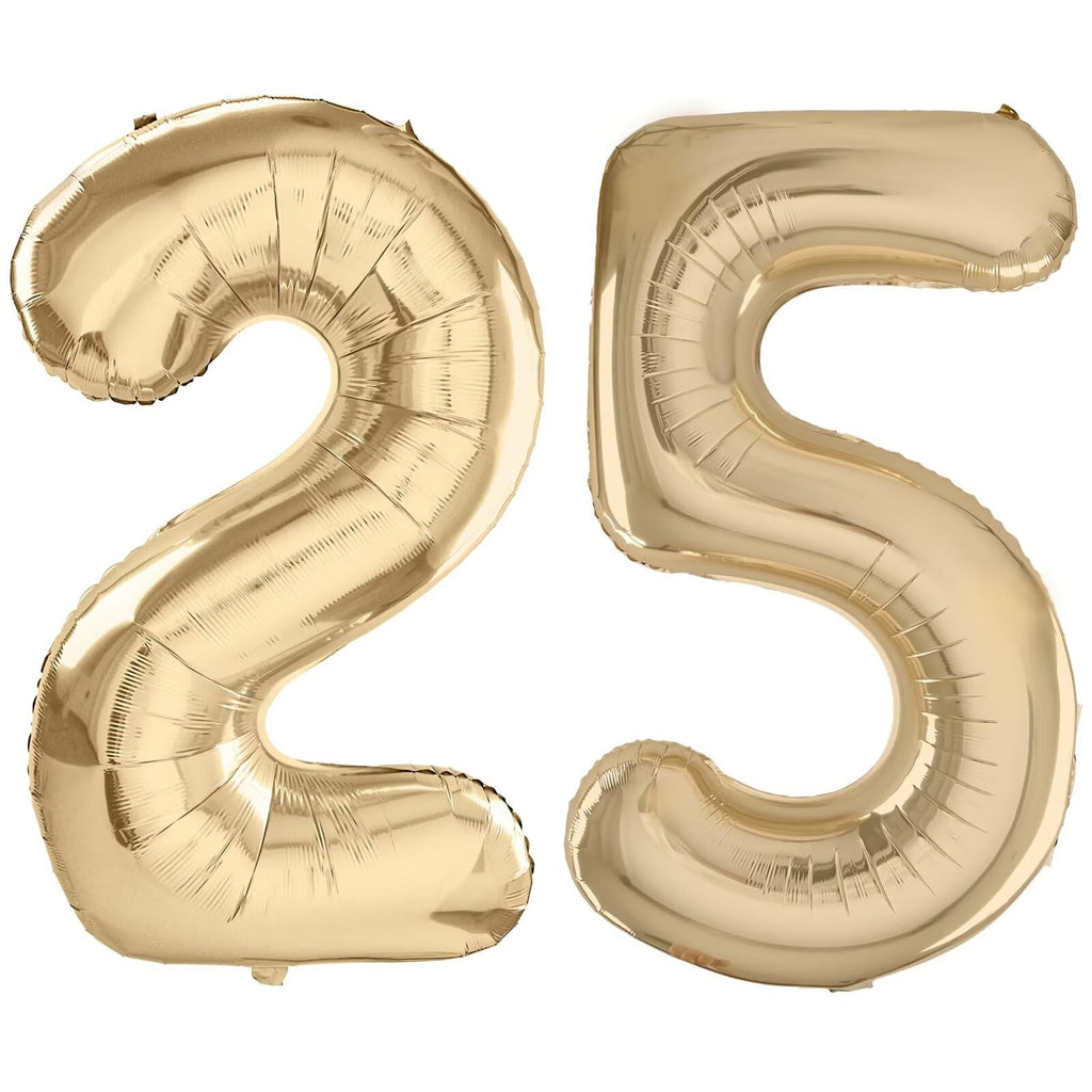 LVMOQIQIU Light Gold 40-Inch Foil Number Balloons – 25th Birthday, Champagne Gold
