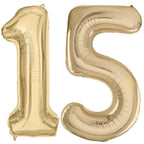 LVMOQIQIU Light Gold 40-Inch Foil Number Balloons – 15th Birthday, Champagne Gold