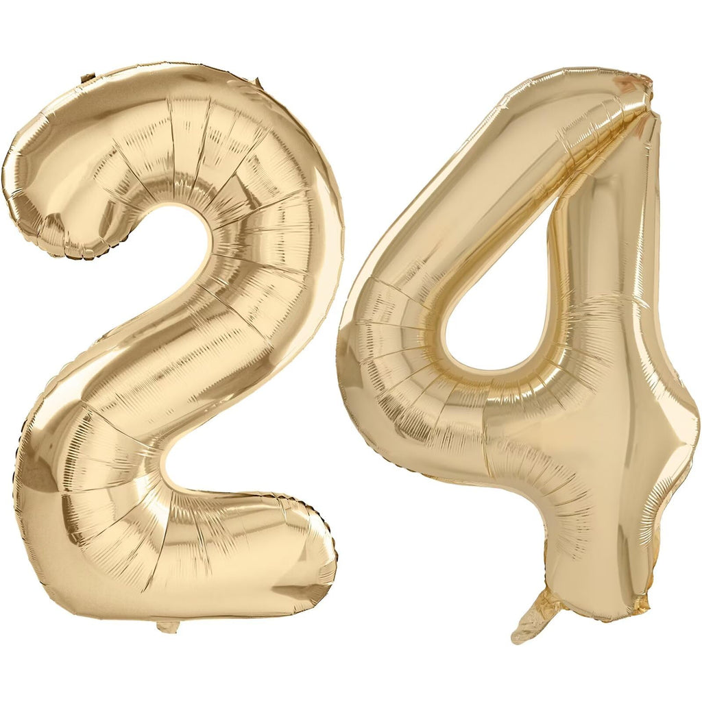 LVMOQIQIU Light Gold 40-Inch Number Balloons – 24 & 42 Numerals for Birthdays & Weddings