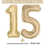 LVMOQIQIU Light Gold 40-Inch Foil Number Balloons – 15th Birthday, Champagne Gold