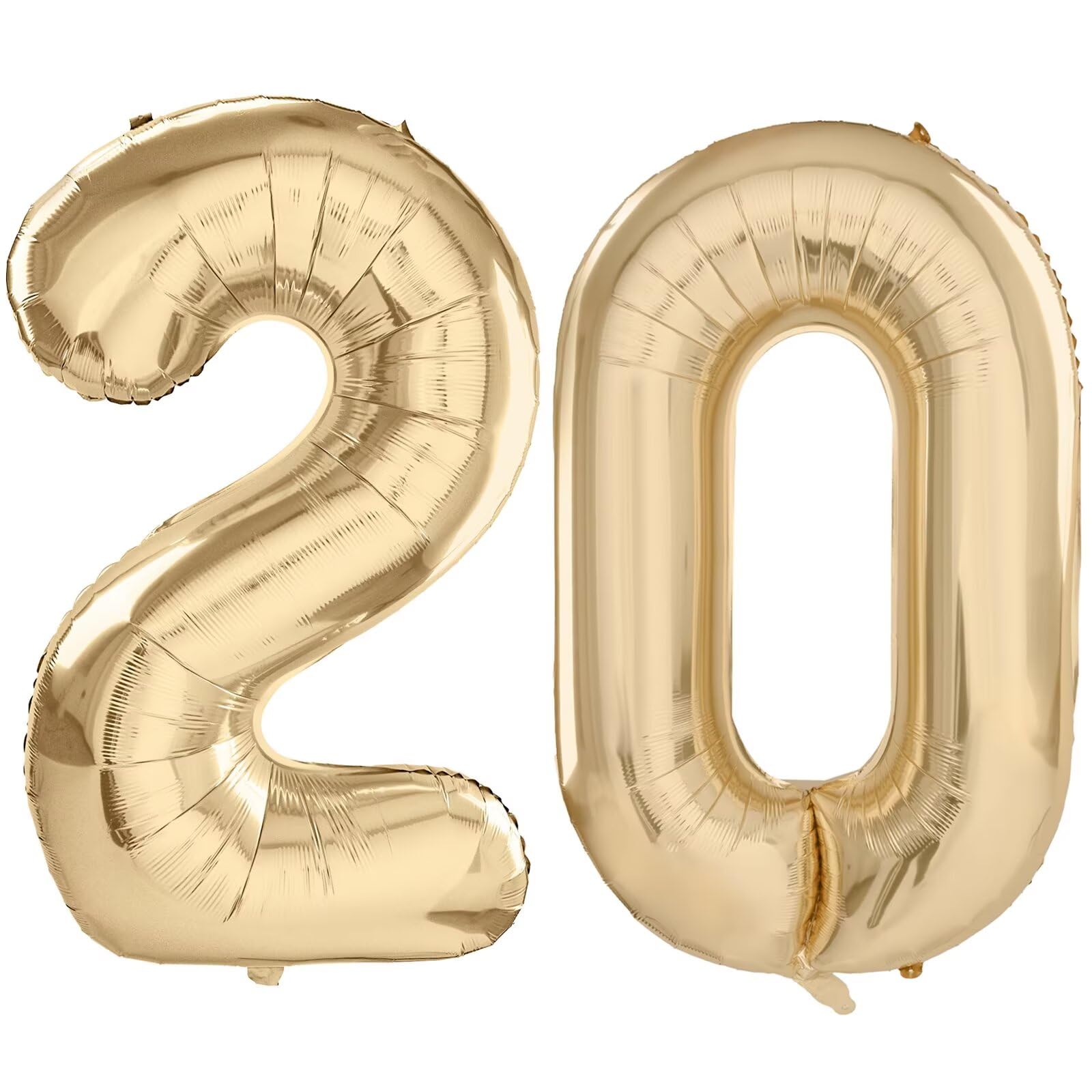 LVMOQIQIU Light Gold 40 Inch Number Balloons – 20th Birthday Foil Balloons, Champagne Gold for Weddings & Parties