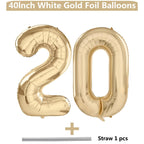 LVMOQIQIU Light Gold 40 Inch Number Balloons – 20th Birthday Foil Balloons, Champagne Gold for Weddings & Parties
