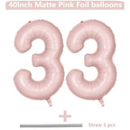 LVMOQIQIU 40-Inch Pink 33 Balloon – Matte Foil Number Balloons for Parties