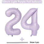 Lvmoqiqiu Purple 24 Balloon Set – 40-Inch Matte Purple Foil Number Balloons for Birthday, Wedding & Party