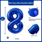 LVMOQIQIU 40-Inch Navy Blue 8 Balloons – Large Foil Number Balloons for Parties