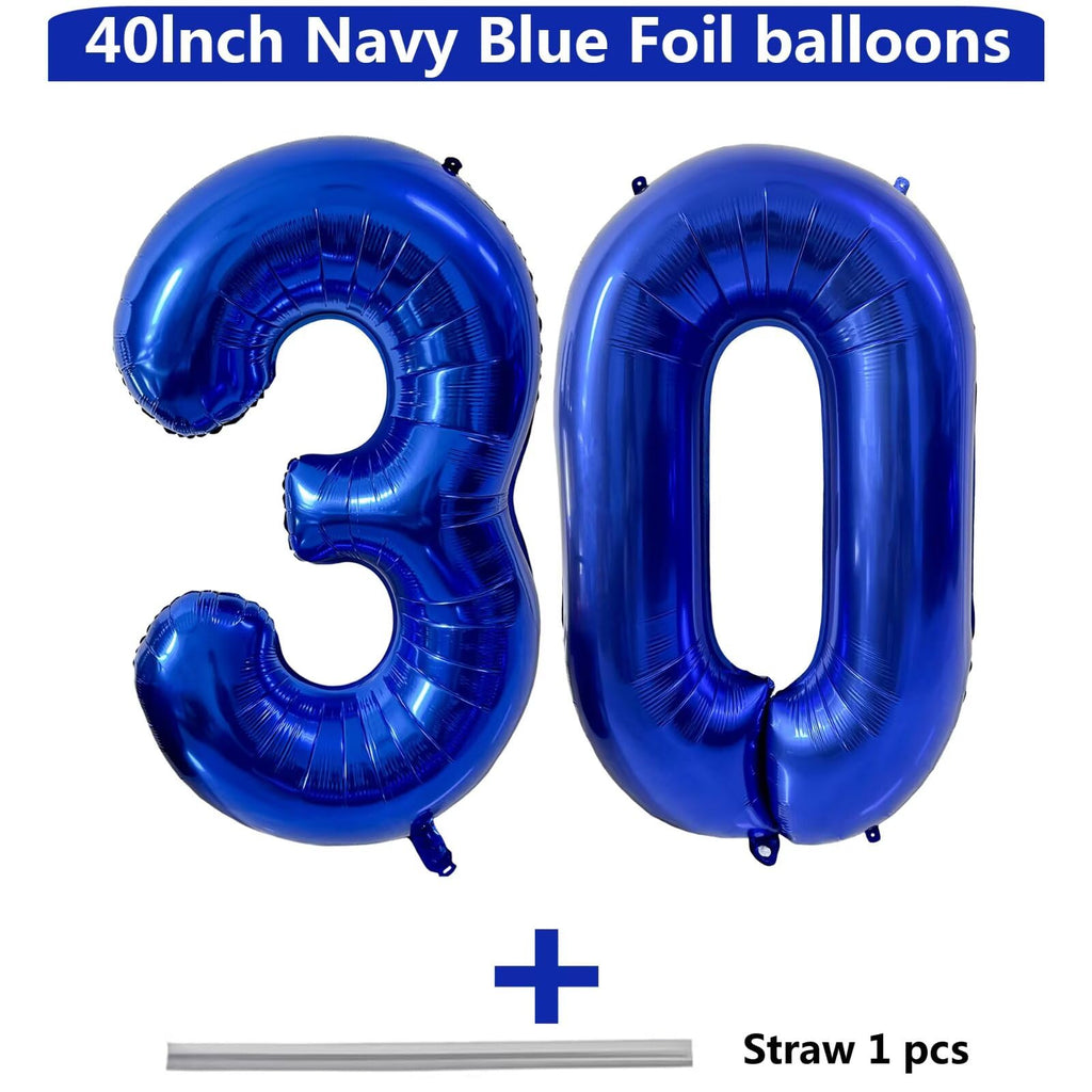 LVMOQIQIU 40-Inch Navy Blue Foil Number Balloon 30 | Large Number Balloons for Birthday, Anniversary & Wedding