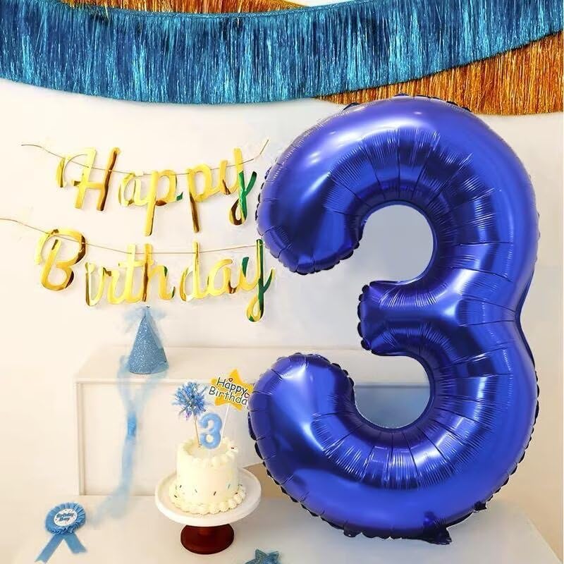 LVMOQIQIU 40 Inch Navy Blue Foil Number Balloons – 34 & 43 Large Birthday Decor
