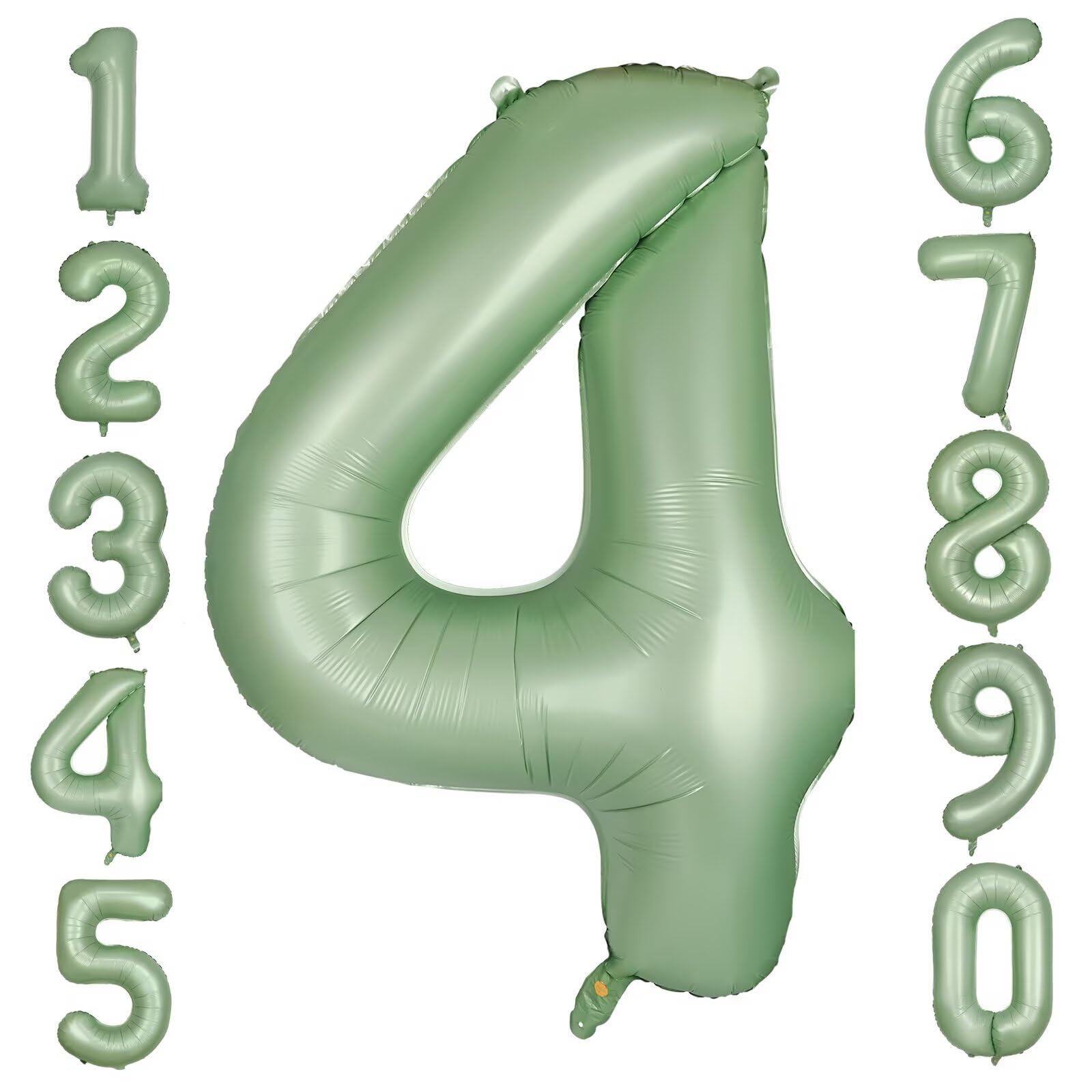 LVMOQIQIU 40 Inch Olive Green Foil Number 4 Balloon – Sage Green Large Balloons for Parties