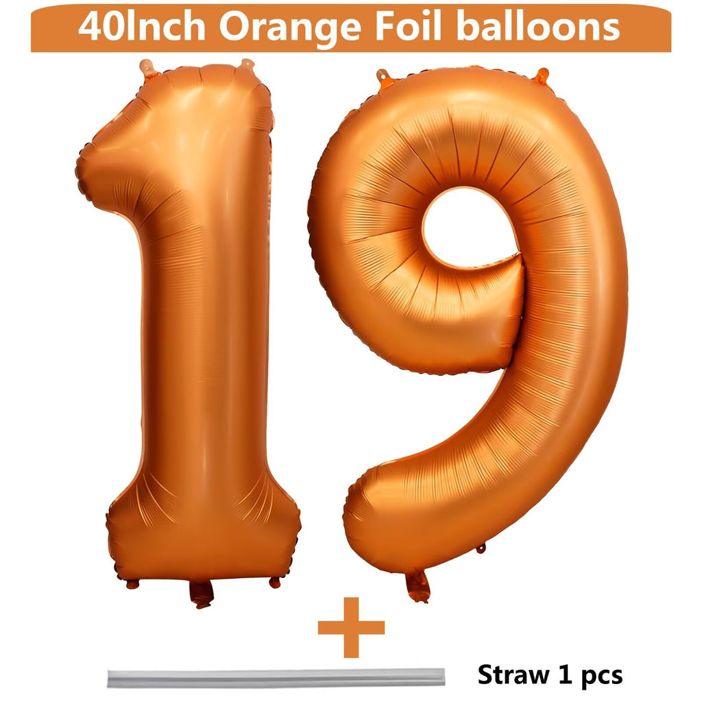LVMOQIQIU 40-Inch Orange Foil Number Balloons – 19 or 91 for Birthdays & Events