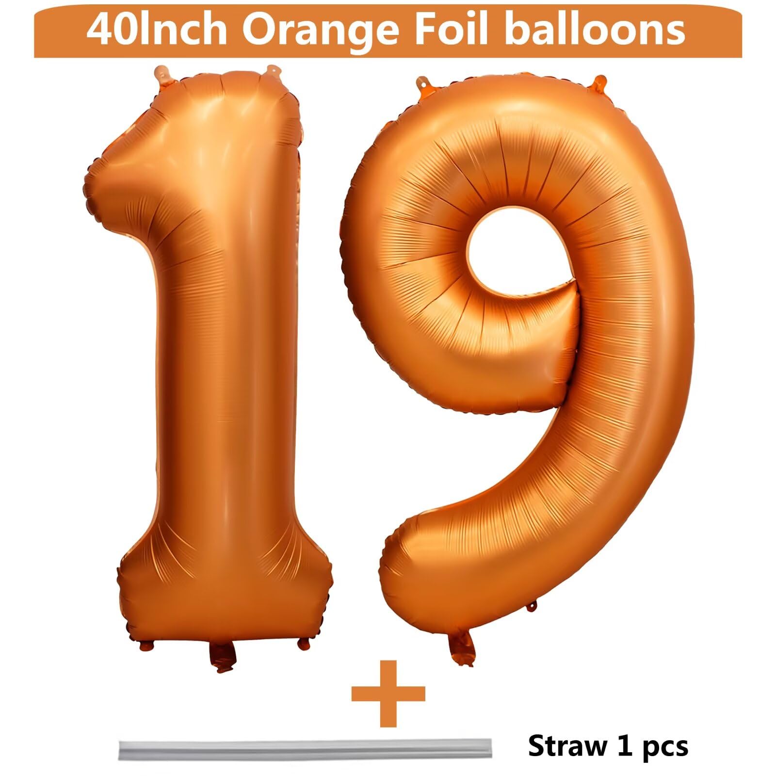 LVMOQIQIU 40-Inch Orange Foil Number Balloons – 19 or 91 for Birthdays & Events
