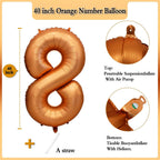 LVMOQIQIU 40 Inch Orange Foil Balloon | Number Balloons 0-9 for Birthday & Event Decor