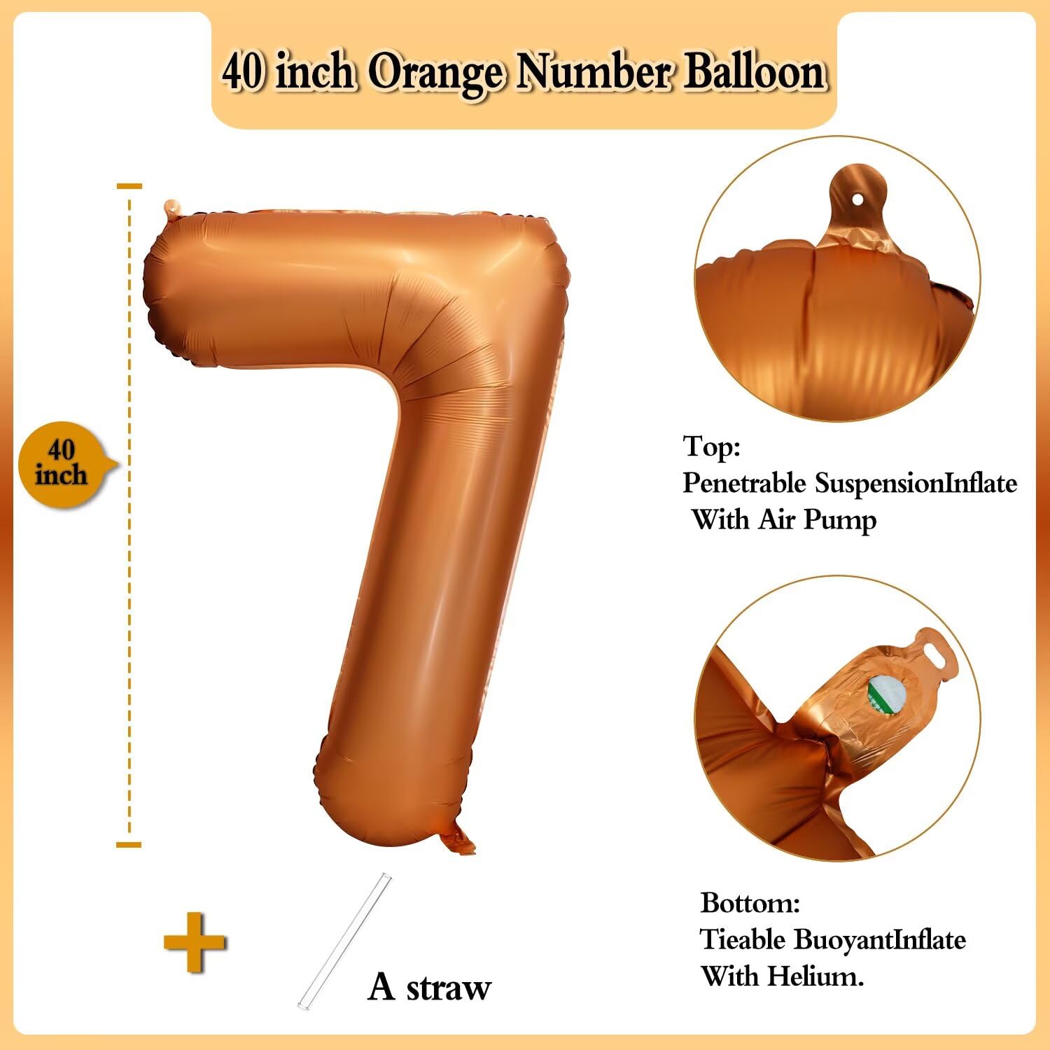 LVMOQIQIU 40-Inch Orange Foil Number Balloons – Party Decor (0-9)