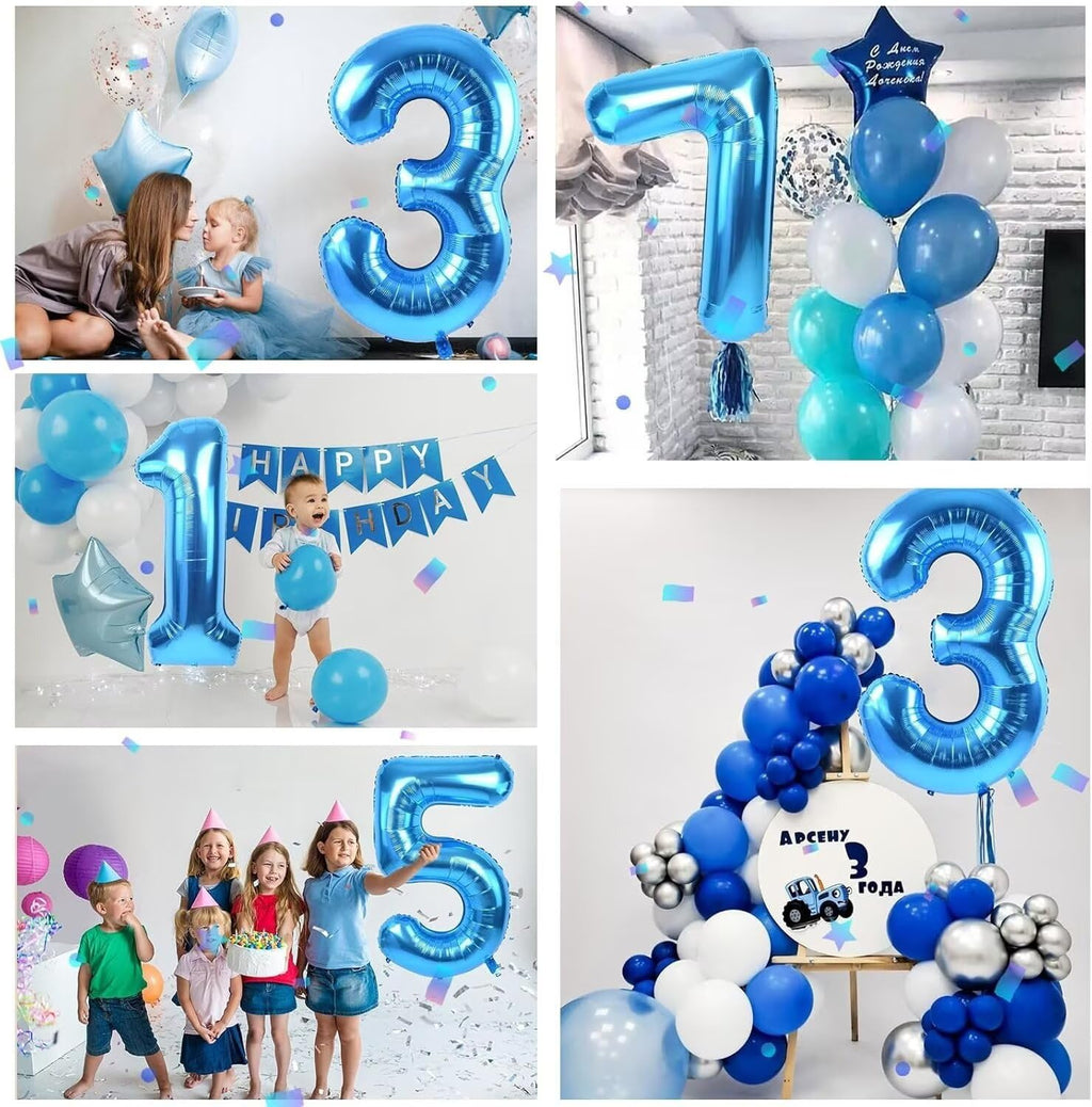 LVMOQIQIU 40-Inch Blue Foil Balloons — Number 35 & 53 for Celebrations