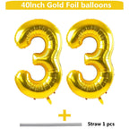 LVMOQIQIU Gold 33 Number Balloon - 40-Inch Foil Balloons for Celebrations