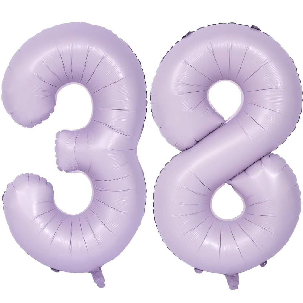 LVMOQIQIU Purple 38 Foil Number Balloons – 40-Inch Matte Purple Party Decor