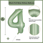 LVMOQIQIU 40 Inch Olive Green Foil Number 4 Balloon – Sage Green Large Balloons for Parties