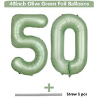 LVMOQIQIU 40-Inch Olive Green 50 Balloons – Foil Number Decor