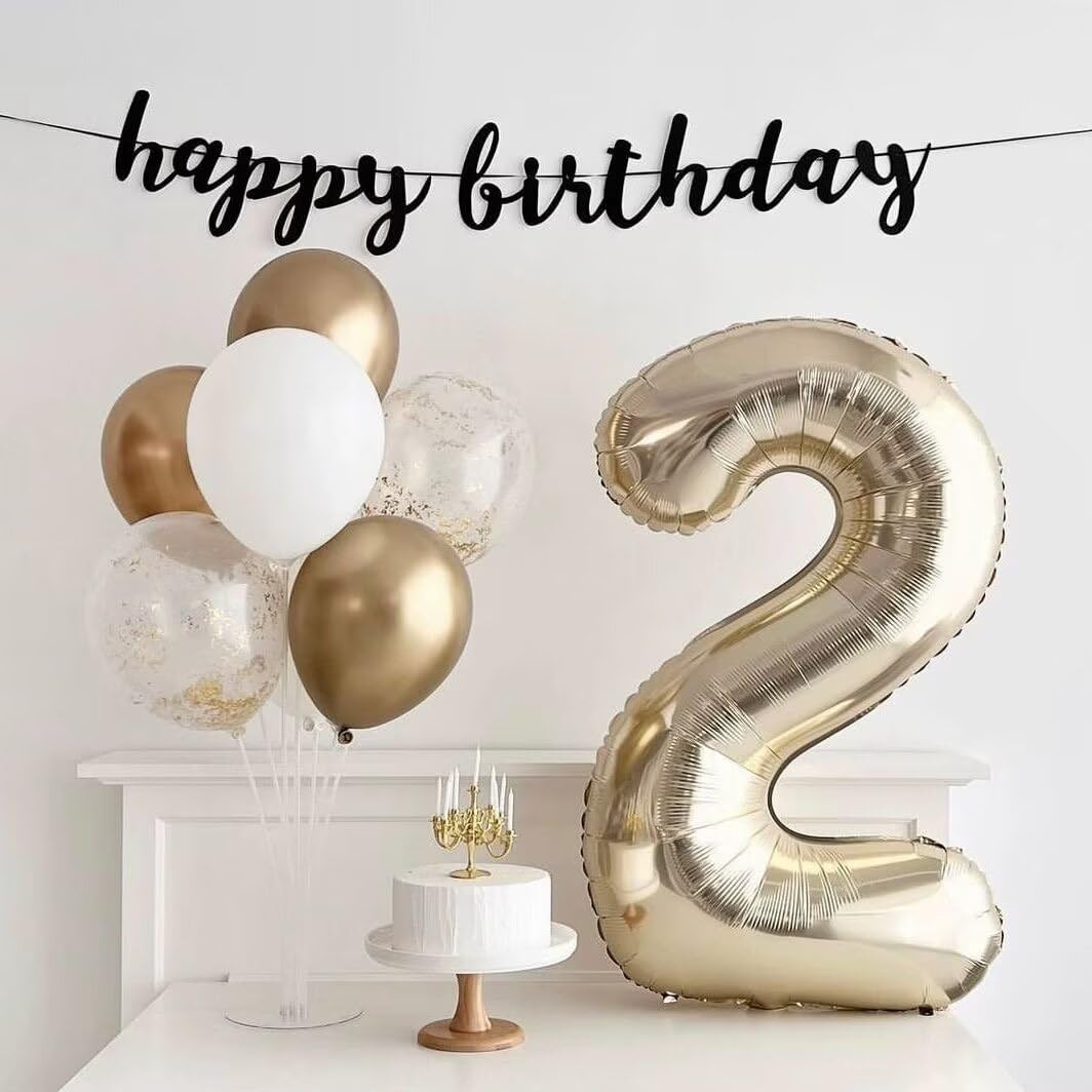LVMOQIQIU Light Gold 40-Inch Foil Number Balloons – 25th Birthday, Champagne Gold