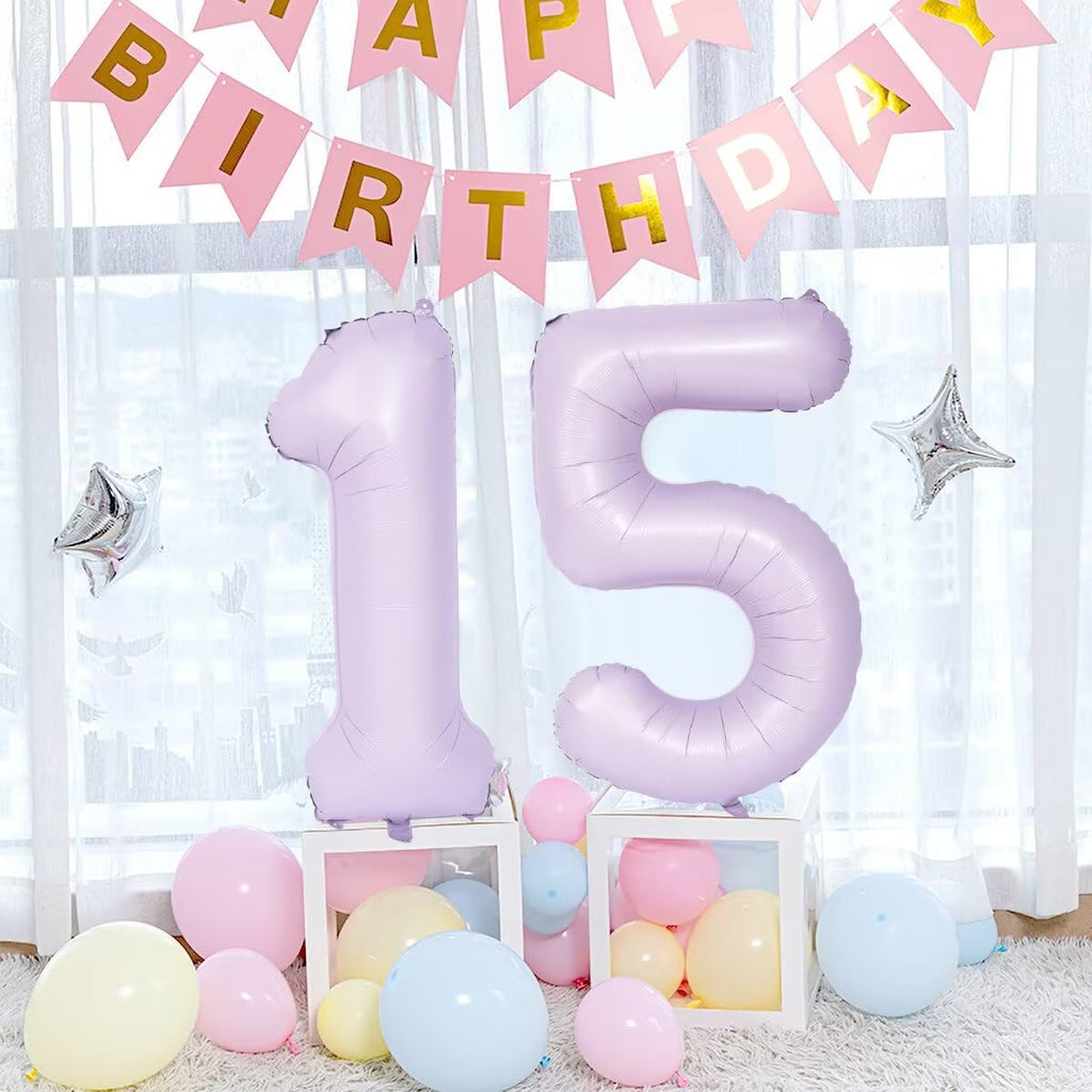 LVMOQIQIU Purple 38 Foil Number Balloons – 40-Inch Matte Purple Party Decor