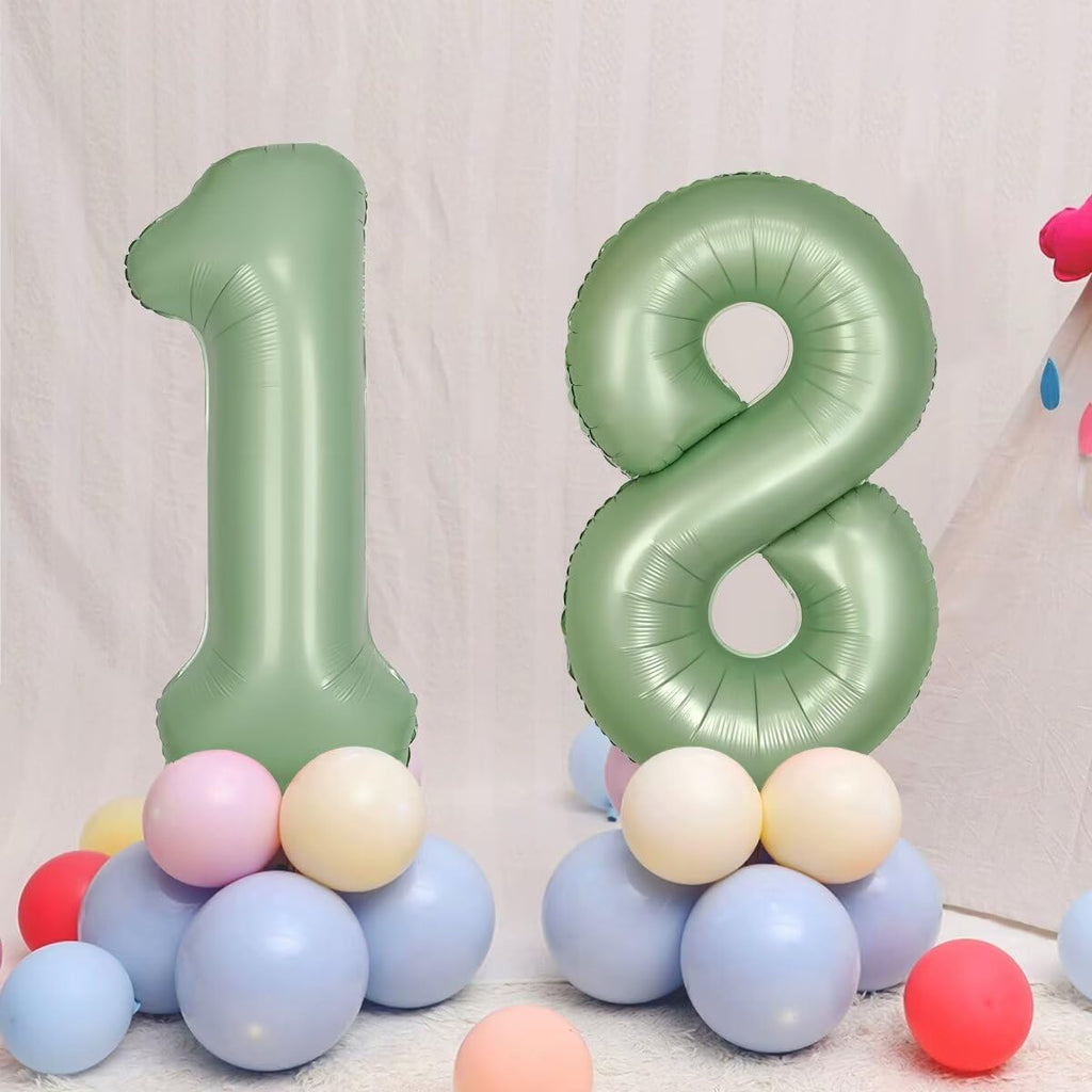 LVMOQIQIU 40-Inch Olive Green 50 Balloons – Foil Number Decor