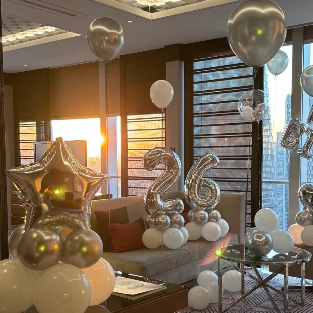LVMOQIQIU Silver Number Balloons – 40in Foil 37 & 73 for Birthday & Wedding Decor